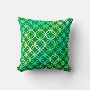 Mid-Century Modern circles, shades of green Cushion