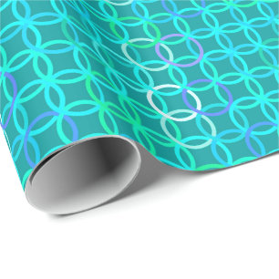 Mid-Century Modern circles, turquoise and aqua Wrapping Paper