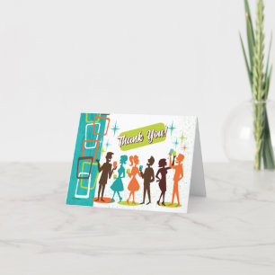 Mid-Century Modern Cocktails Engagement Party  Thank You Card
