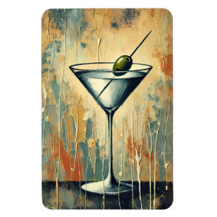 Mid Century Modern Color Block Martini Art Magnet