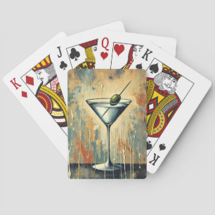 Mid Century Modern Color Block Martini Art Playing Cards