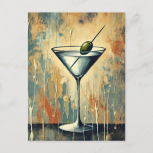 Mid Century Modern Color Block Martini Art Postcard