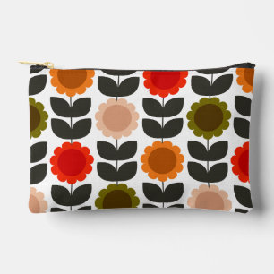  Mid-Century Modern Colored Retro Groovy Flowers  Accessory Pouch