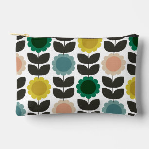  Mid-Century Modern Colored Retro Groovy Flowers  Accessory Pouch