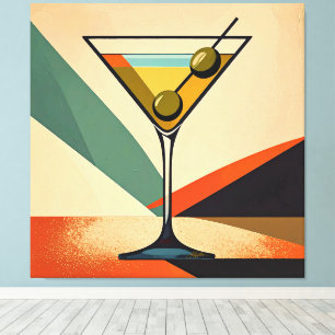 Mid Century Modern Colour Block Martini Art Canvas Print