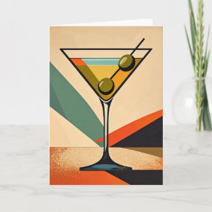 Mid Century Modern Colour Block Martini Art Card