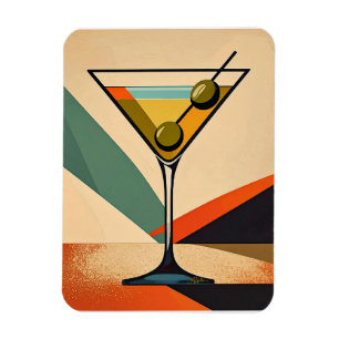 Mid Century Modern Colour Block Martini Art Magnet