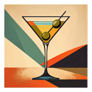 Mid Century Modern Colour Block Martini Art Photo Print