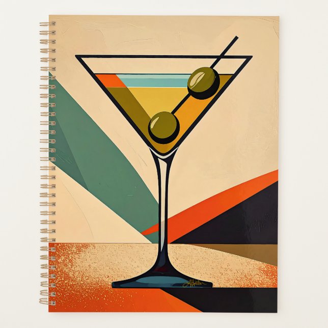 Mid Century Modern Colour Block Martini Art Planner (Front)