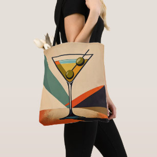 Mid Century Modern Colour Block Martini Art Tote Bag