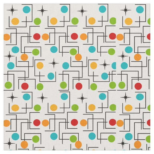 Mid-Century Modern Colour Grid Fabric (Close Up)