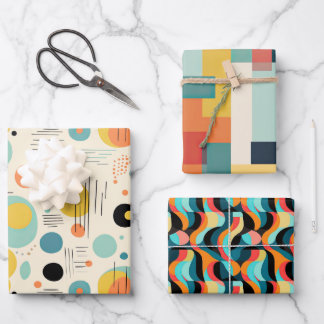 Mid Century Modern Colourful Abstract Pattern Wrapping Paper Sheet