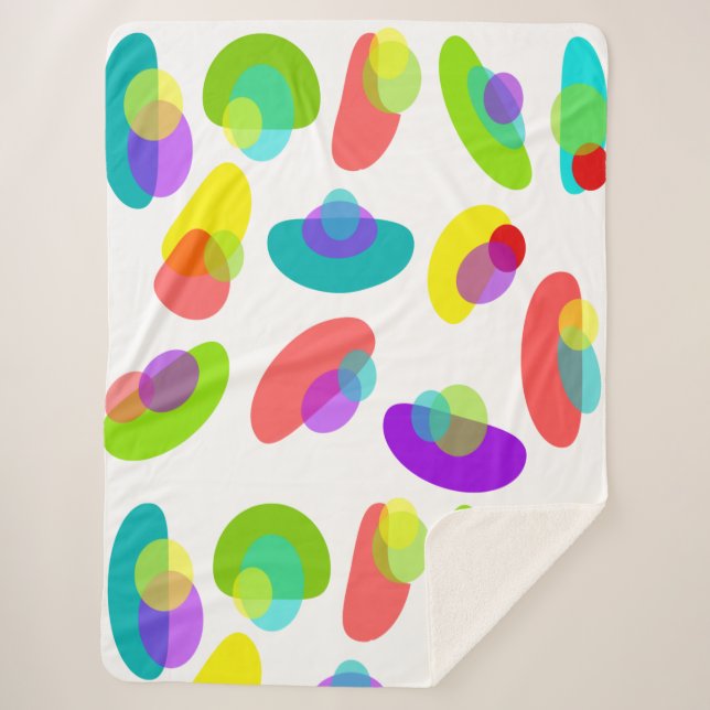 Mid-Century Modern Colourful Abstract  Sherpa Blanket (Front)
