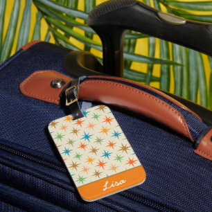 Mid Century Modern Colourful Atomic Starburst Nam Luggage Tag