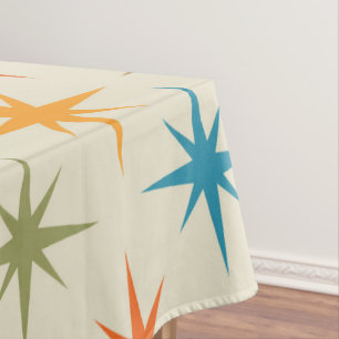 Mid century modern colourful atomic starburst tablecloth