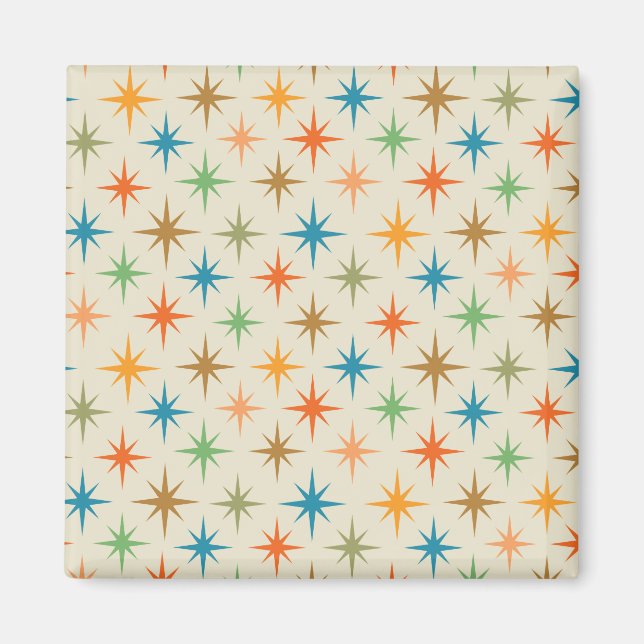 Mid century modern colourful atomic starbursts  magnet (Front)