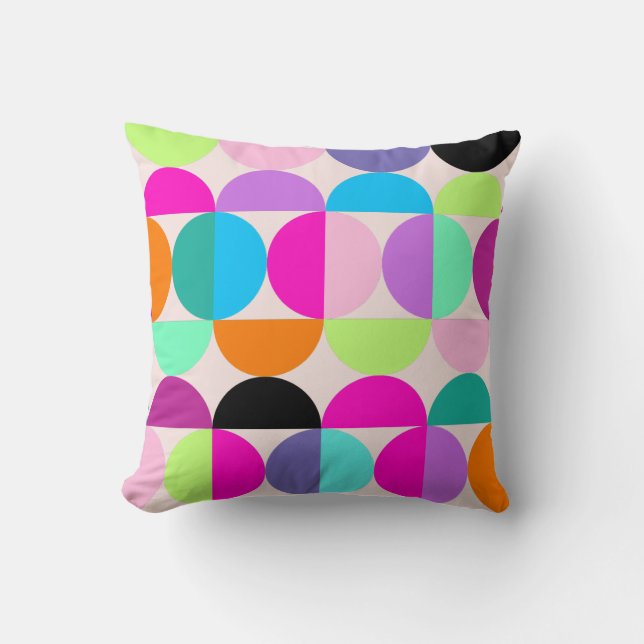 Mid Century Modern Colourful Circles Geometric  Cushion (Front)