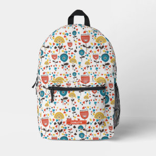 Mid Century Modern Colourful Floral Custom Name Printed Backpack