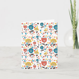 Mid Century Modern Colourful Floral Pattern Card