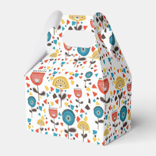 Mid Century Modern Colourful Floral Pattern Favour Box