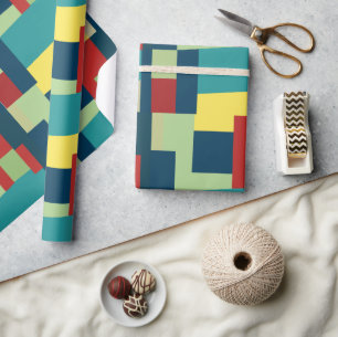 Mid Century Modern Colourful Geometric Pattern Wrapping Paper