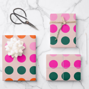 Mid Century Modern Colourful Geometric Polka Dots Wrapping Paper Sheet