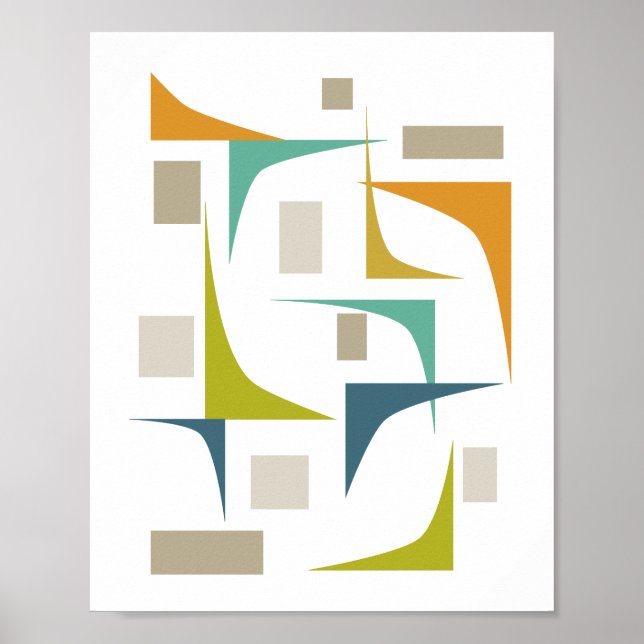 Mid Century Modern Colourful Geometric Print (Front)