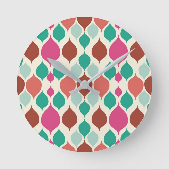 Mid Century Modern Colourful Geometric  Round Clock (Front)