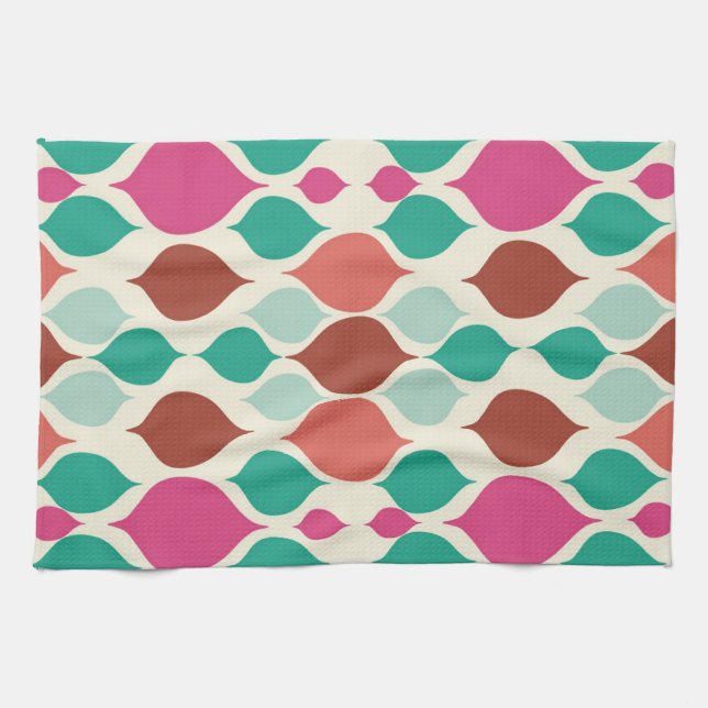 Mid Century Modern Colourful Geometric  Tea Towel (Horizontal)