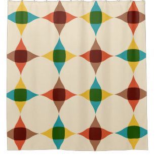 Mid Century Modern Colourful Star Pattern Shower Curtain