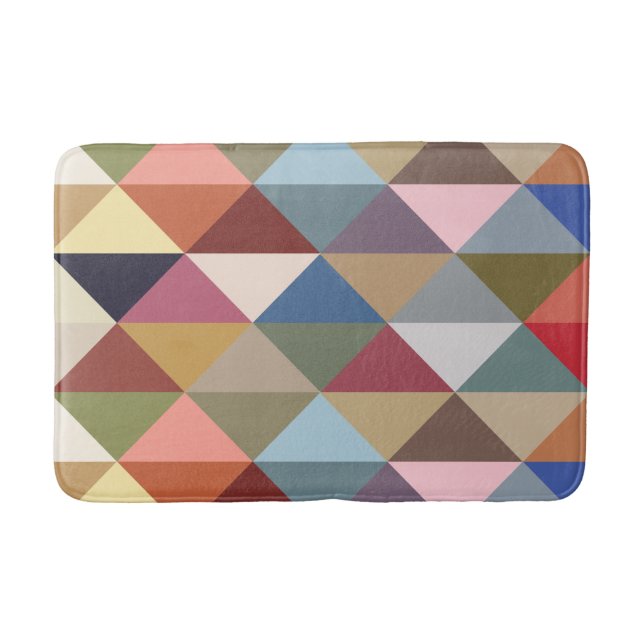 Mid Century Modern Colourful Triangles Bath Mat (Front)