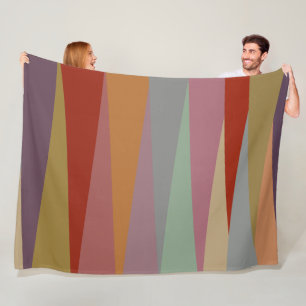 Mid-Century Modern Colourful triangles Fleece Blanket