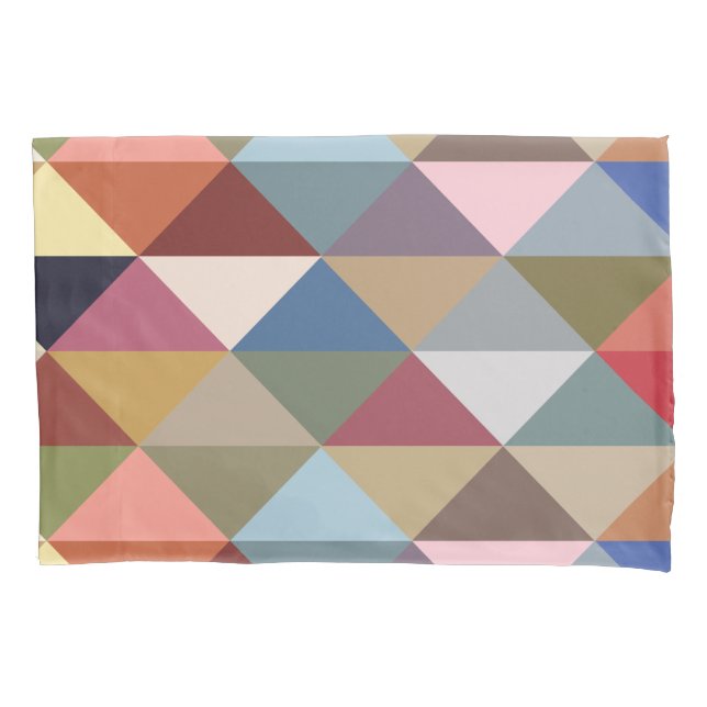Mid Century Modern Colourful Triangles Pillowcase (Front)