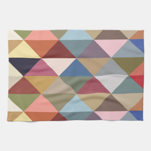 Mid Century Modern Colourful Triangles Tea Towel