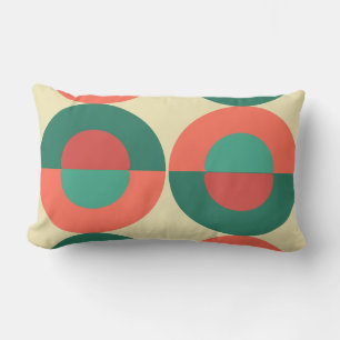 Mid-Century Modern Coral Mint   Lumbar Cushion