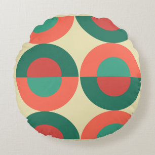 Mid-Century Modern Coral Mint Round Cushion