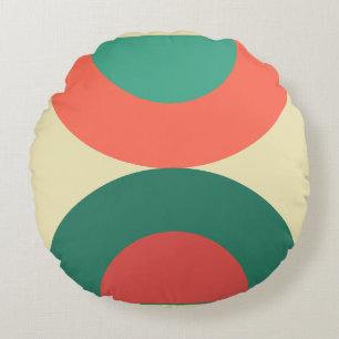 Mid-Century Modern Coral Mint T Round Cushion