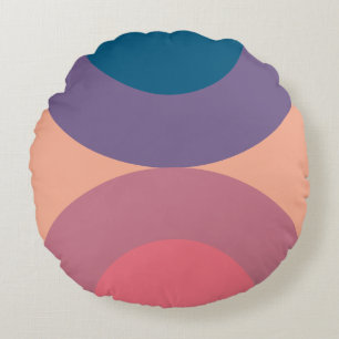 Mid-Century Modern Coral Sea   Round Cushion