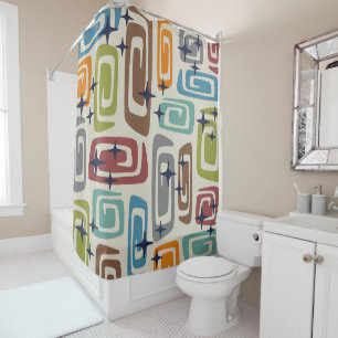 Mid Century Modern Cosmic Galaxies Shower Curtain