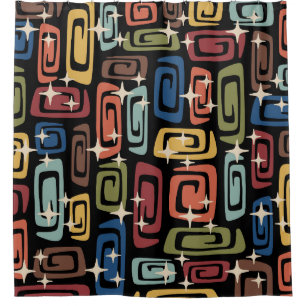 Mid Century Modern Cosmic Galaxies Shower Curtain