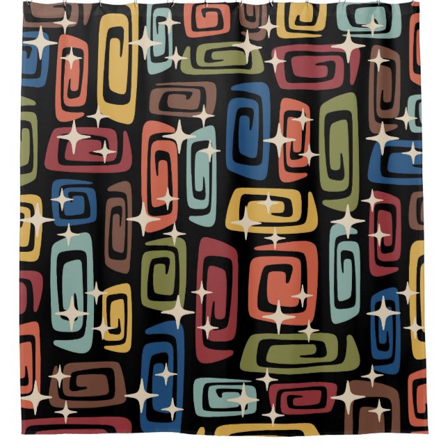 Mid Century Modern Cosmic Galaxies Shower Curtain (Front)