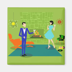 Mid Century Modern Couple Magnet