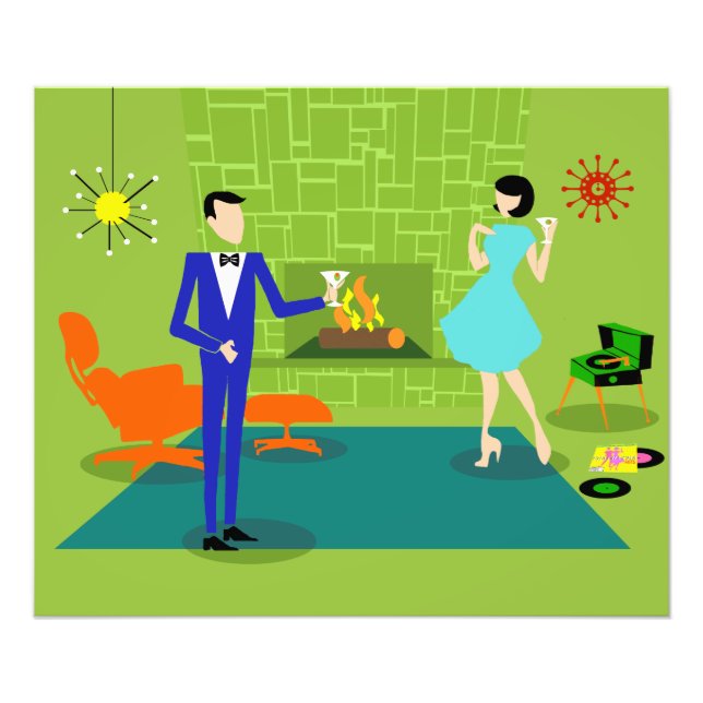 Mid Century Modern Couple Photo Paper (Front)