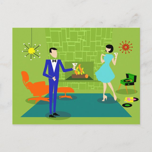 Mid Century Modern Couple Postcard (Front)