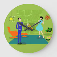 Mid Century Modern Couple Round Wall Clock