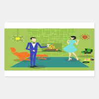 Mid Century Modern Couple Stickers