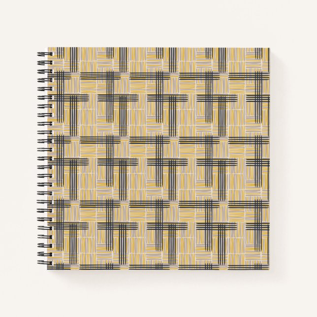 Mid-Century Modern Cross Stripe Pattern Notebook (Front)