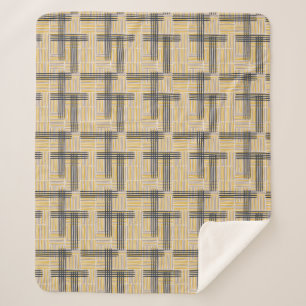 Mid-Century Modern Cross Stripe Pattern Sherpa Blanket