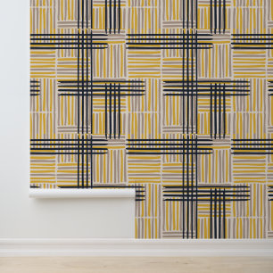 Mid-Century Modern Cross Stripe Pattern Wallpaper