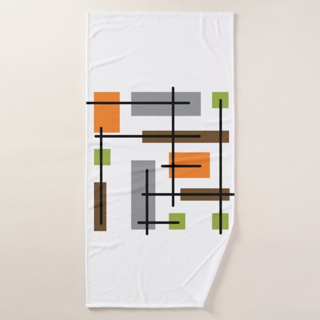 Mid Century Modern Cubicle Art Bath Towel (Bath Towel)